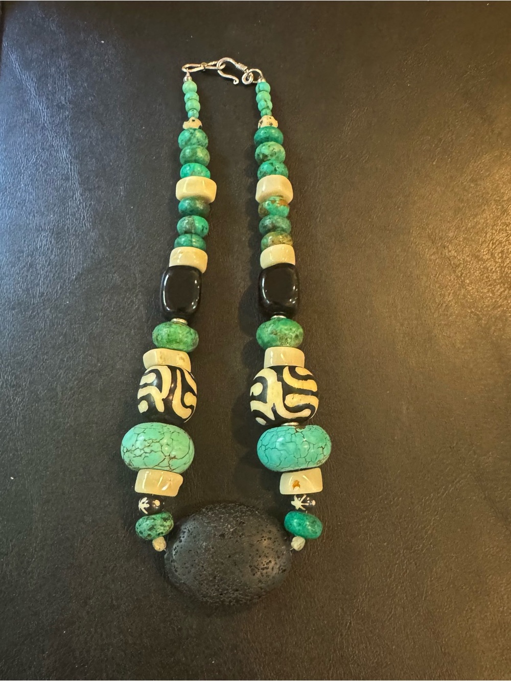 Turquoise and Black Beaded Statement Necklace